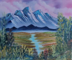 60x50 Quiet Mountain River 2